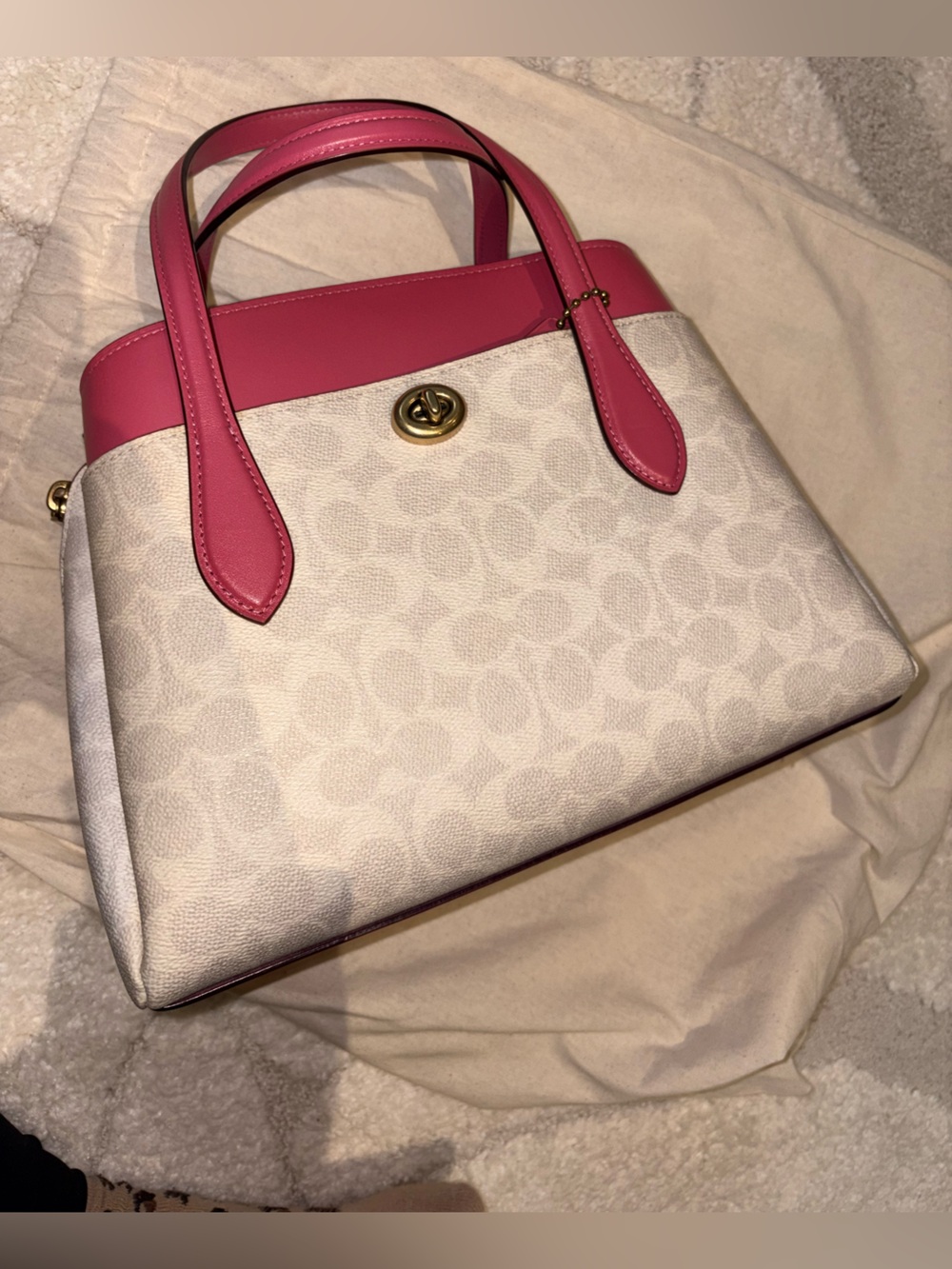 Coach Pink and White Purse